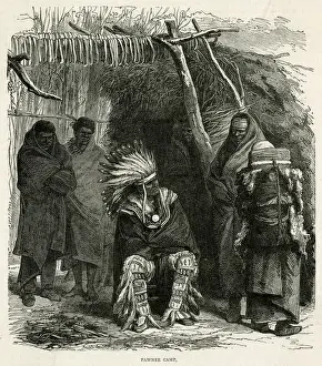 Pawnee Chief and Tribe Print, circa 1860