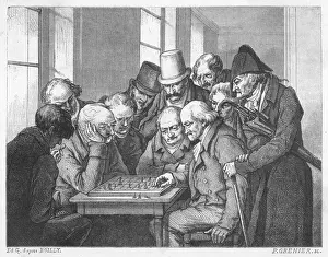 Vintage Chess Players Prints: Chess in Paris Cafe