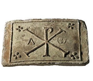 Chi Rho. Paleo-christian art. Relief on rock. SPAIN Chi Rho. Paleo-christian art. Relief on rock. SPAIN