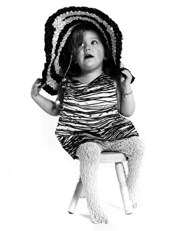 Late 1960s Child Model Print: Fancy Hat Portrait
