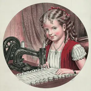 Vintage Sewing Machine Prints: Child at sewing machine