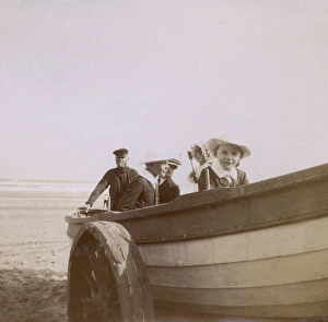 Four children and boatman, Saltburn, North Yorkshire Four children and boatman, Saltburn, North Yorkshire