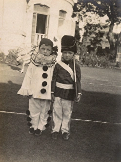 Children in clown and soldier fancy dress Children in clown and soldier fancy dress