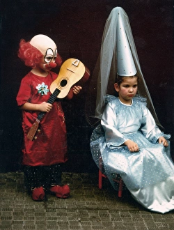 Children in fancy dress - clown and princess Children in fancy dress - clown and princess