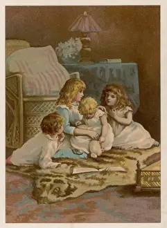 Cozy Family Moment Prints: Children at Fireside