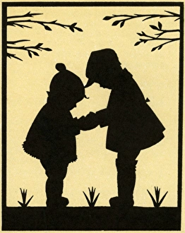 Children in Kensington Gardens in silhouette Children in Kensington Gardens in silhouette