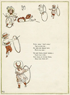 Children playing with hoops and sticks Children playing with hoops and sticks