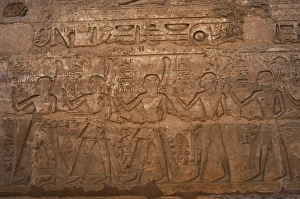 Children of Ramses II carrying flowers and ostrich feathers Children of Ramses II carrying flowers and ostrich feathers
