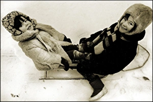 Children on a sledge, Gorki Park, Moscow Children on a sledge, Gorki Park, Moscow