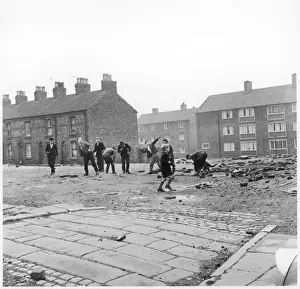 Liverpool Street Scenes Prints: Children Throw Bricks