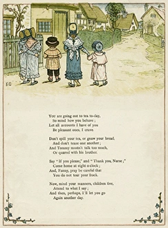 Five children walking through a village Five children walking through a village