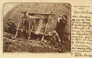 Chilean Indian Woman weaving a blanket Chilean Indian Woman weaving a blanket