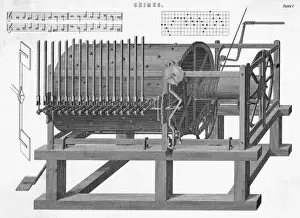 Print of a Mechanical Chime Device