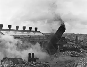 Chimney Demolition at Hayle, Cornwall Print circa 1980s