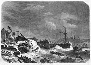 China Macao Vessels on Shore Print