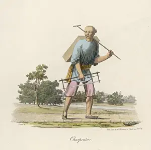 Antique Woodworking Tools Prints: Chinese Carpenter