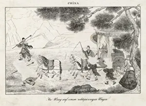 Chinese Emperor Wu Wang in horse-drawn carriage Chinese Emperor Wu Wang in horse-drawn carriage