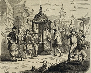 Chinese noble transportated in palanquin at the Chinese noble transportated in palanquin at the