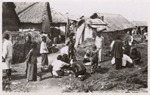 Chinese Village Scene with Villagers Chinese Village Scene with Villagers