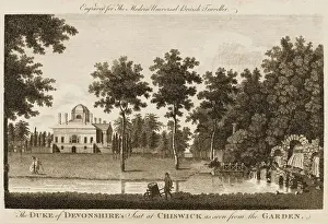 Prints of CHISWICK HOUSE, the seat of the duke of Devonshire - view in the gardens Historic Landmark Prints: Chiswick House Print: A View of the Gardens