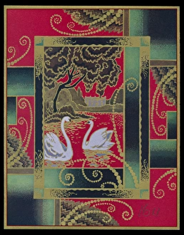 Chocolate box design, two white swans Chocolate box design, two white swans