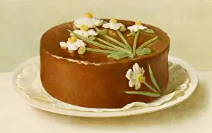Chocolate Cake Print with Daffodils