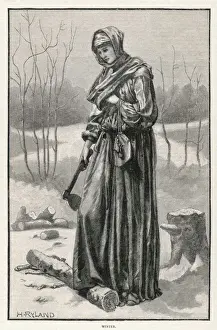 Winter Woodcutting Print