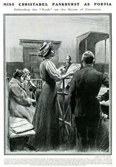 Christabel Pankhurst defending herself in court 1908 Christabel Pankhurst defending herself in court 1908