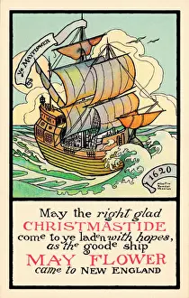 Mayflower under Full Sail Print, circa 1906-1909