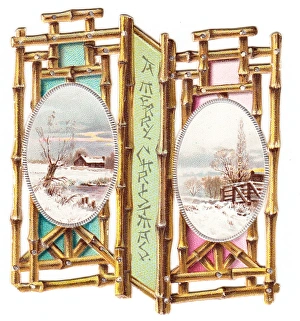 Christmas card in the form of an oriental folding screen Christmas card in the form of an oriental folding screen