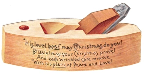 Christmas card in the shape of a carpenters plane Christmas card in the shape of a carpenters plane