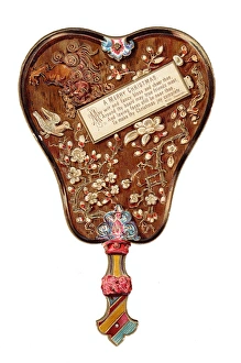 Christmas card in the shape of a hand mirror Christmas card in the shape of a hand mirror