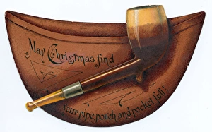 Christmas card in the shape of a pipe and tobacco pouch Christmas card in the shape of a pipe and tobacco pouch