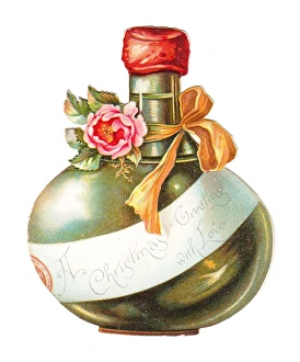 Christmas card in the shape of a round bottle Christmas card in the shape of a round bottle