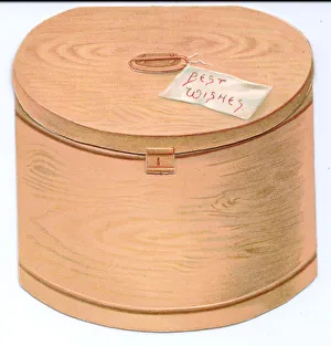 Christmas card in the shape of a round wooden box Christmas card in the shape of a round wooden box