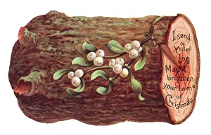 Christmas card in the shape of a yule log Christmas card in the shape of a yule log