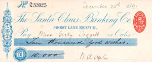 Christmas cheque from the Santa Claus Banking Co Christmas cheque from the Santa Claus Banking Co
