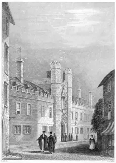 Prints of Christs College - The Second Court Cambridge Prints: Cambridge Christ's College Print - Second Court Engraving