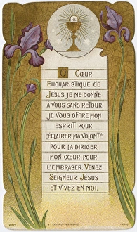 Chromolithograph Devotional Card - Flowers Chromolithograph Devotional Card - Flowers