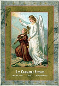 Chromolithograph Devotional Card - Guardian Angel Chromolithograph Devotional Card - Guardian Angel