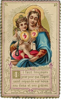 Chromolithograph Devotional Card - Mary with Baby Jesus Chromolithograph Devotional Card - Mary with Baby Jesus