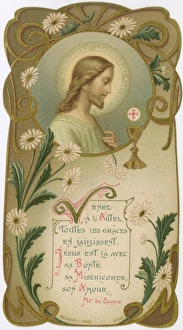 Chromolithograph Devotional Card - Portrait of Jesus Chromolithograph Devotional Card - Portrait of Jesus