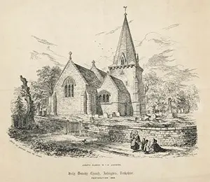 Prints of Holy Trinity Church, Ardington, Berkshire after restoration work carried out by Joseph Clarke in 1846. Included in the drawing is the churchyard and graves Berkshire Prints: Print of Holy Trinity Church, Ardington after Restoration