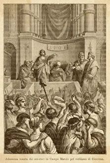 Print of Cicero Denouncing Catiline in the Roman Senate