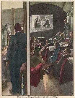 Vintage Train Travel Prints: Cinema on Train