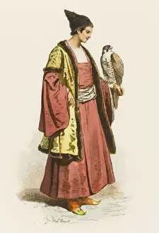 Circassian Falconer Print: A man with a falcon on his arm