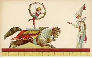 Circus Scene Print of a Skewbald Horse