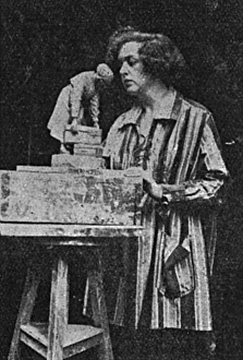 Clare Sheridan with one of her models of women war workers Clare Sheridan with one of her models of women war workers