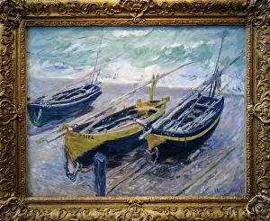 Prints of Claude Monet (1840-1926). French painter founder of French impressionist painting. Three Fishing Boats, 1886. Oil on canvas. Museum of Fine Arts. Budapest. Hungary Hungary Prints: Monet's Three Fishing Boats Print, 1886 Oil on Canvas