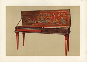 Clavichord with painted lid in the Chinese Clavichord with painted lid in the Chinese